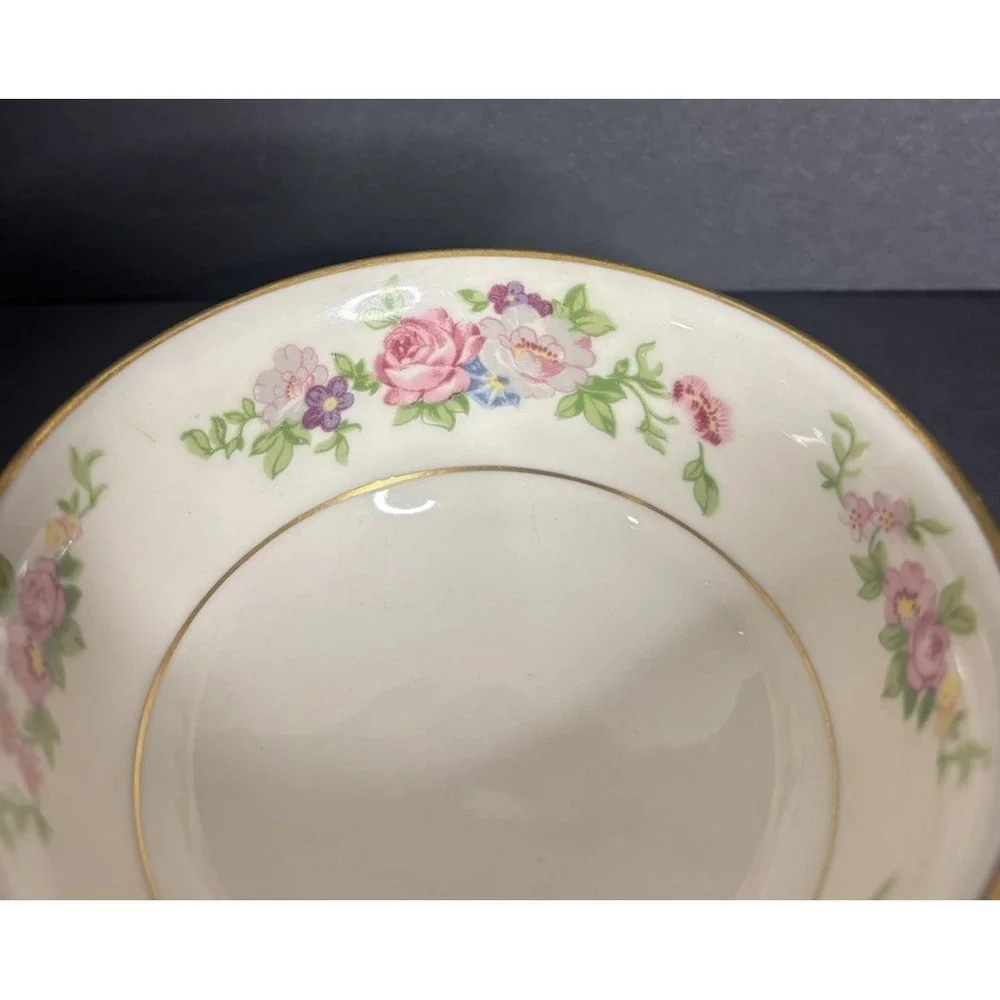 3 Lamberton Dolly Madison Cream Soup Bowls Floral Double Handled Vintage